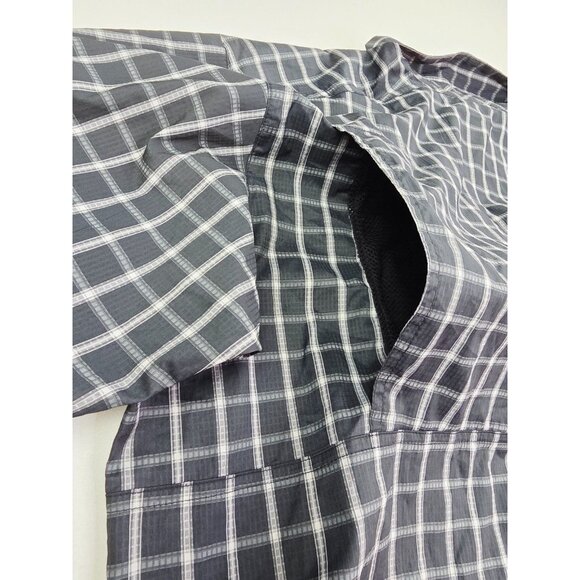 Columbia Size 3X Mens Black Gray Check Omni Shade Back Vent Polyester Shirt - Picture 10 of 13